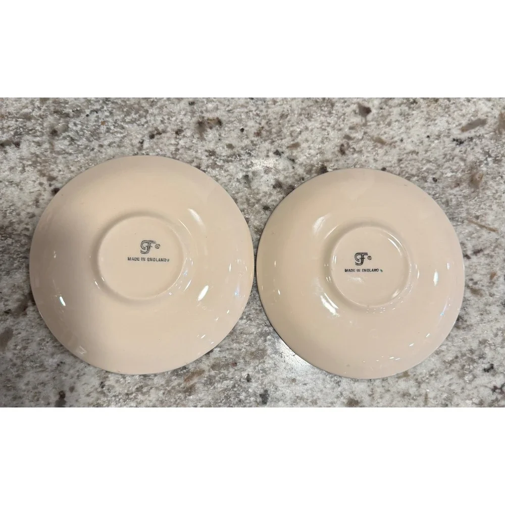 Set of 2 Vintage Johnson Brothers JF Tulip Saucers Made in England Floral Cream